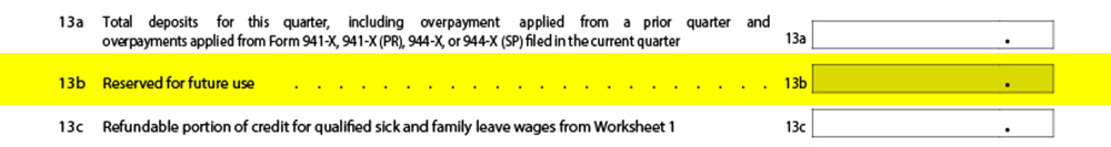 IRS Form 941 Line 24 for quarters 3 and 4, 2020