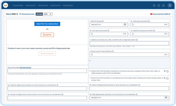 E-File Form 1099-S Online