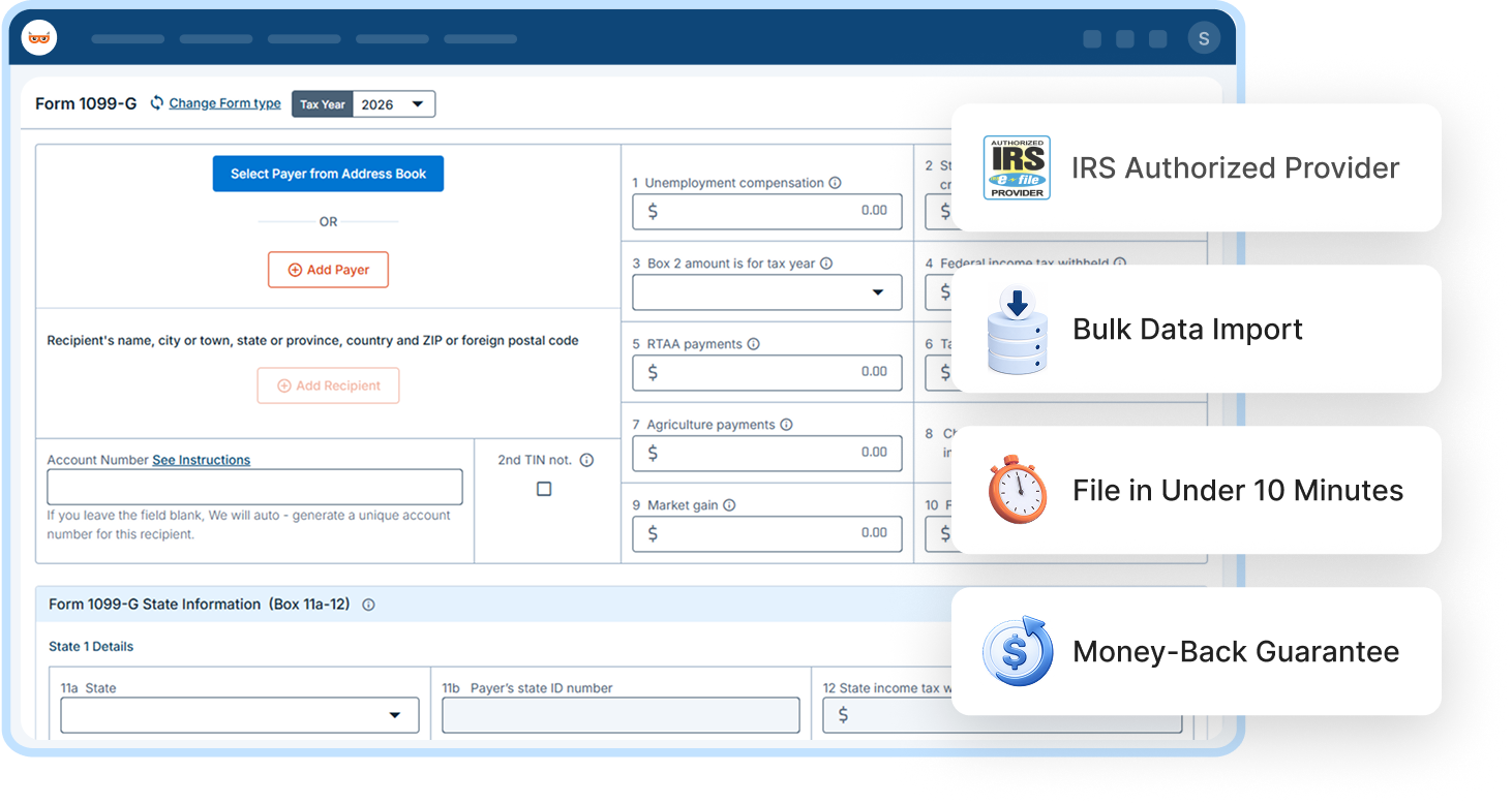 E-File Form 1099-G Online