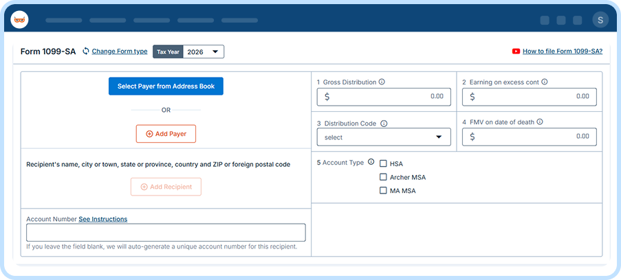 E-file Form 1099-SA Online