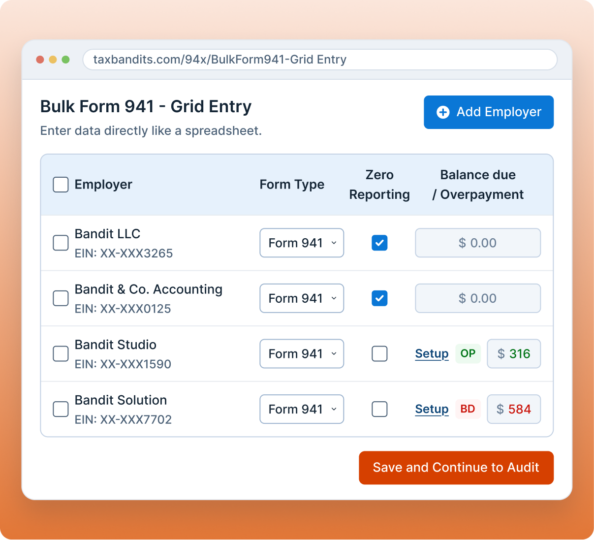 Enter Details in One View