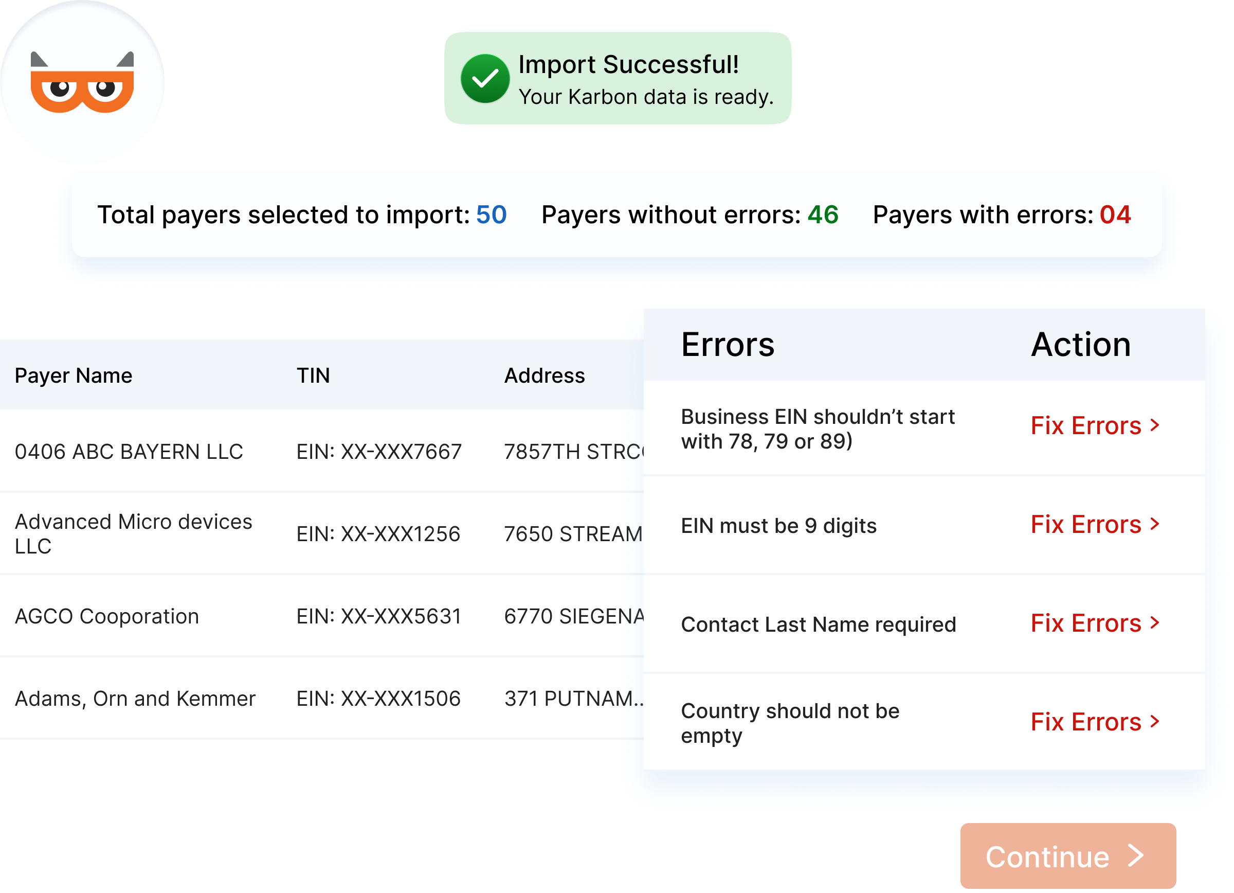 Imported Karbon Data Preview