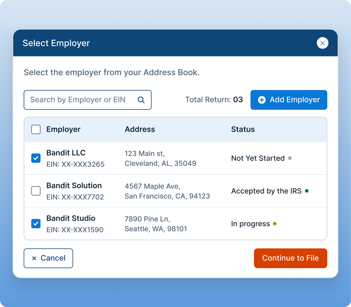 Select Your Employers