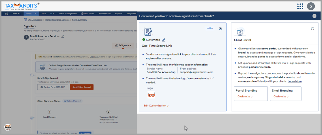 Flexible Ways to Collect Client Signatures