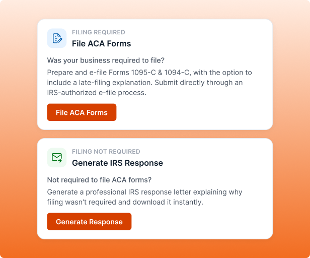 File ACA Forms or Prepare Your IRS Response