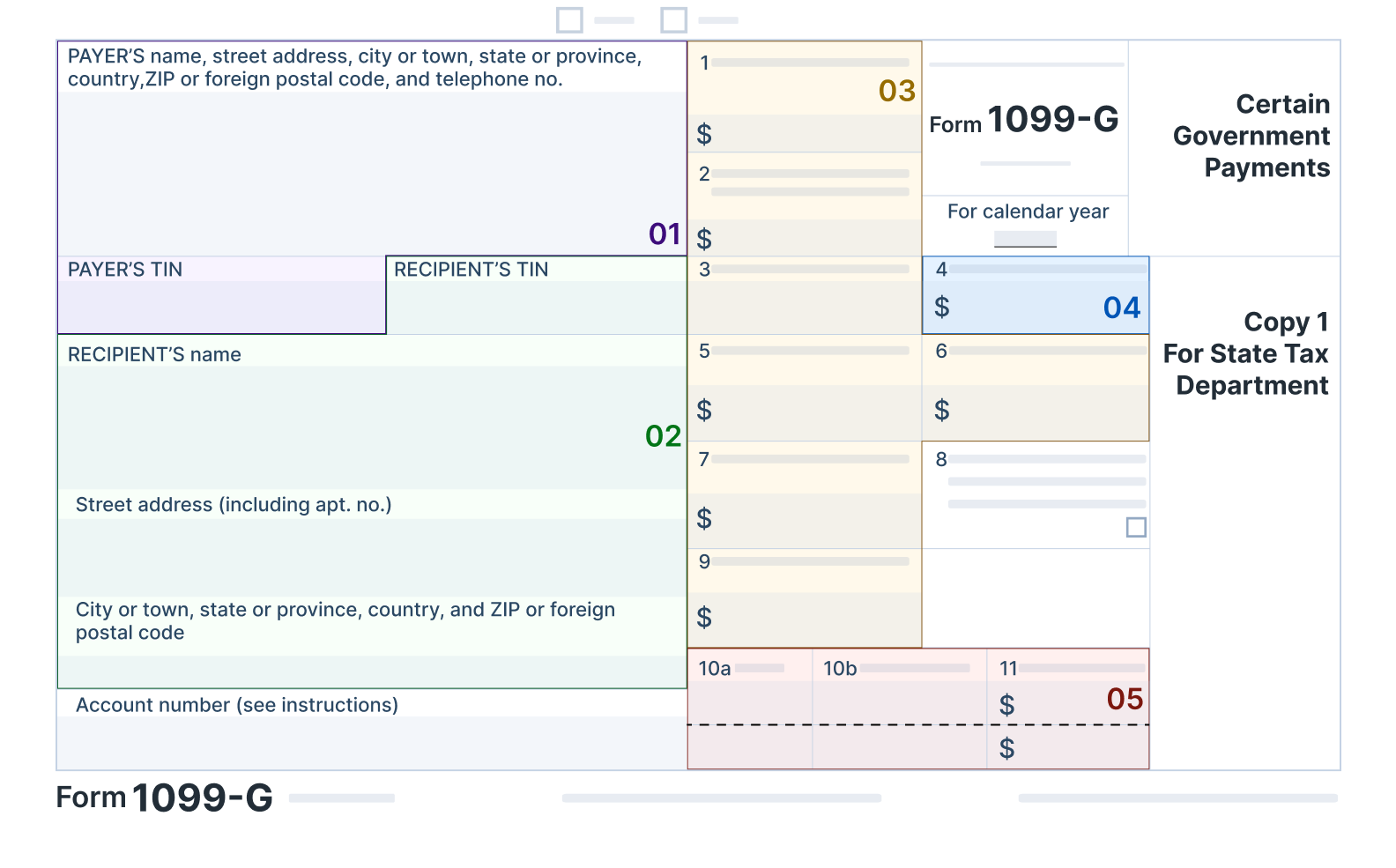 Information Required to E-file Form 1099-G Online

