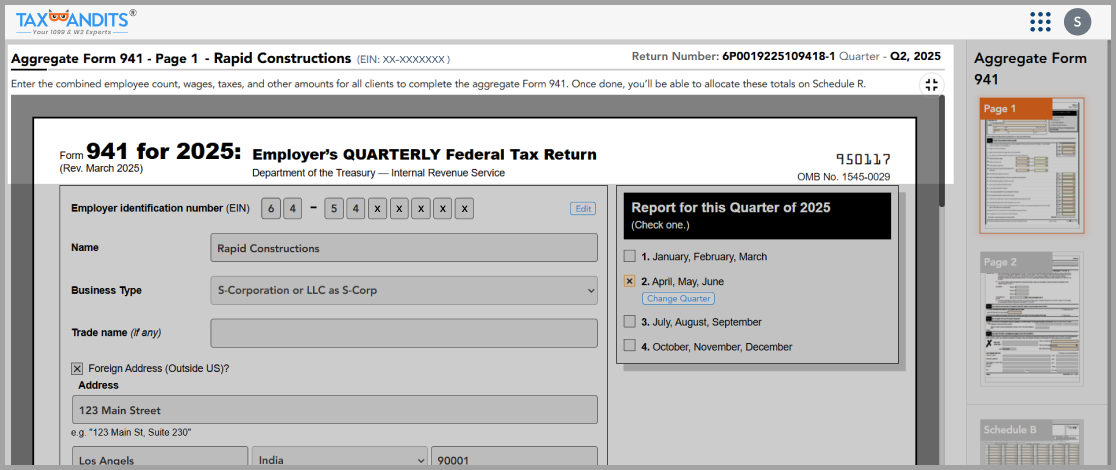 Simplified Preparation of Aggregate Form 941