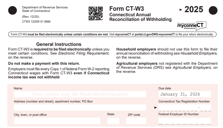 Connecticut Annual Reconciliation Form CT-W3