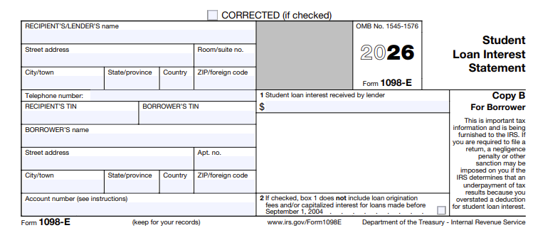 Form 1098-E Payments from Qualified Education Programs