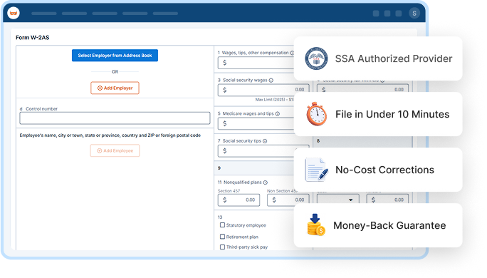 E-File Form E-file-W2AS Online