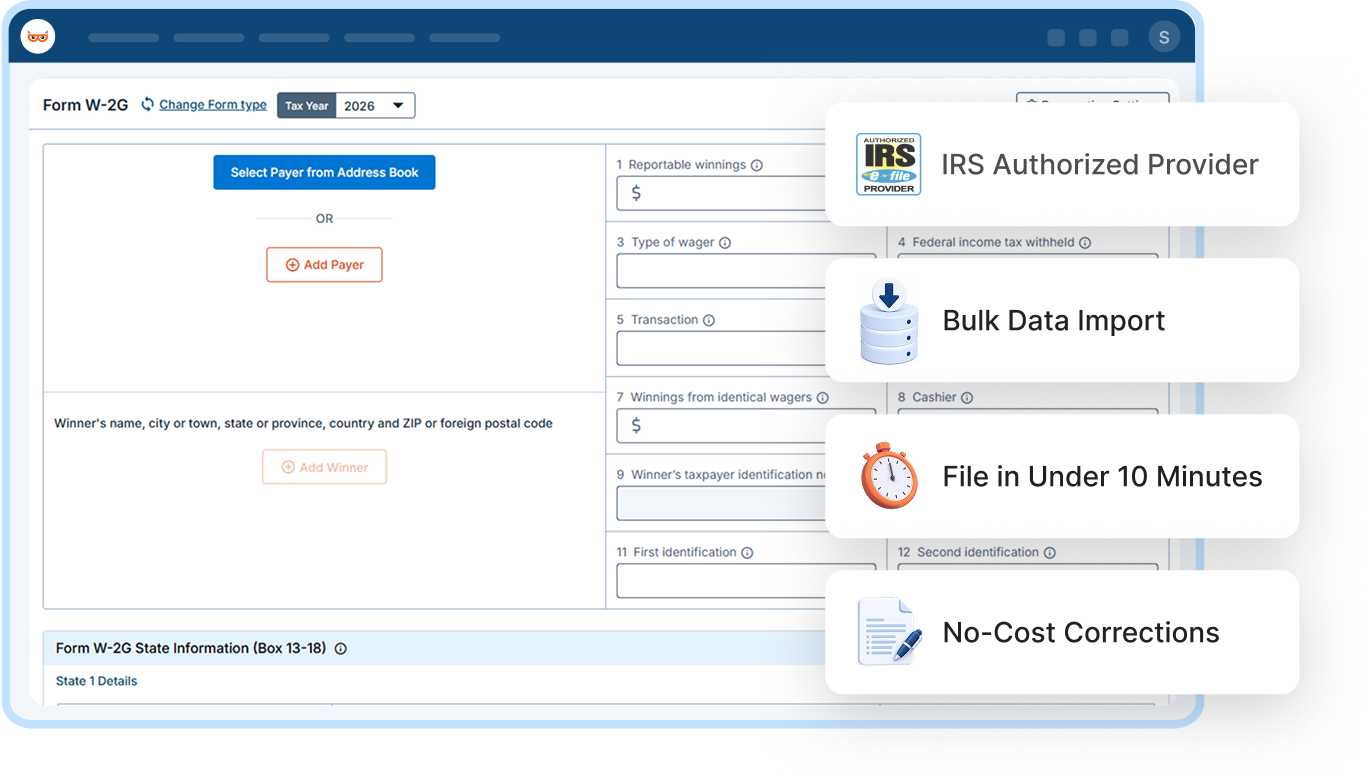 E-File Form W-2G Online