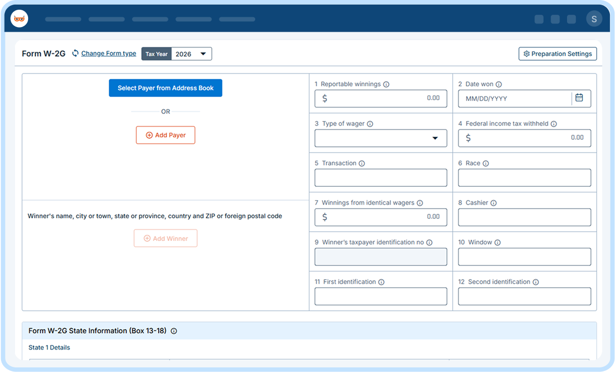 E-File Form W-2G Online