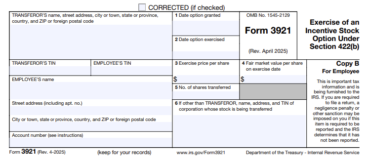 Form 3921 What You Need to Know